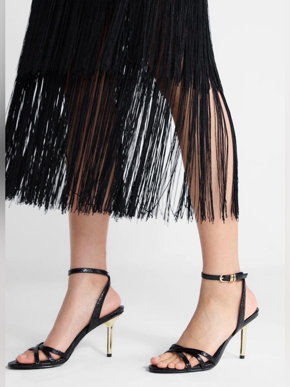 Black Midi Fringe Skirt - Picture 3 of 3